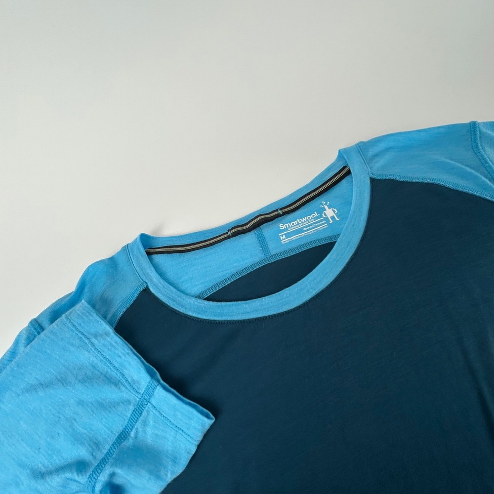 Smartwool WMNS M Merino Wool Sport 150 Top Blue Grey 3/4 Sleeve Hiking Tee